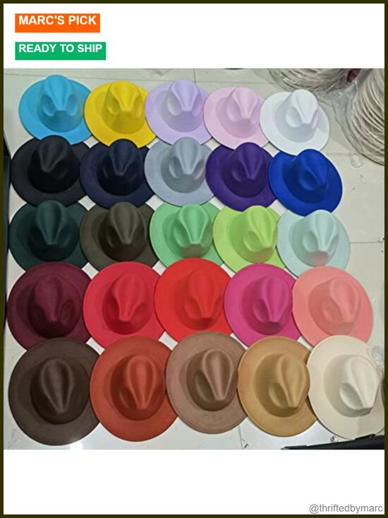 Wide Brim Fedora Hat - Felt Unisex Cotton Blend Adjustable